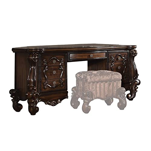 Acme Versailles 7-Drawer Wooden Vanity Desk in Cherry Oak - WoodArtSupply