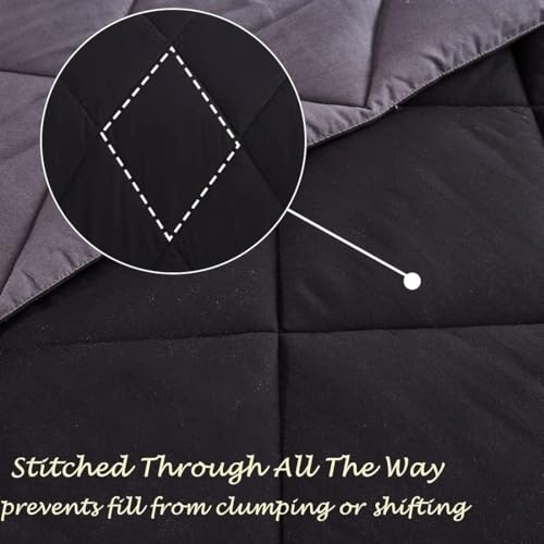 Wamsound Twin Comforter Set Black - 3 Pieces Luxury Soft and Lightweight Down Alternative Bedding Set Fluffy Blanket Quilt for All Season 1 Comforter(68"×86") & 1 Pillow Sham(20"×26") Wamsound