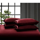 P Pothuiny 6 Pieces King Satin Sheets Luxury Silky Burgundy Satin Bedding Sheet Set, 1 Deep Pocket Fitted Sheet + 1 Flat Sheet + 4 Pillow Cases P Pothuiny