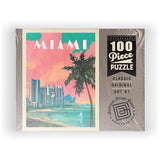 MyPuzzle Miami, FL: South Beach, Vintage Poster - Premium 100 Piece Jigsaw Puzzle for Adults MyPuzzle.com