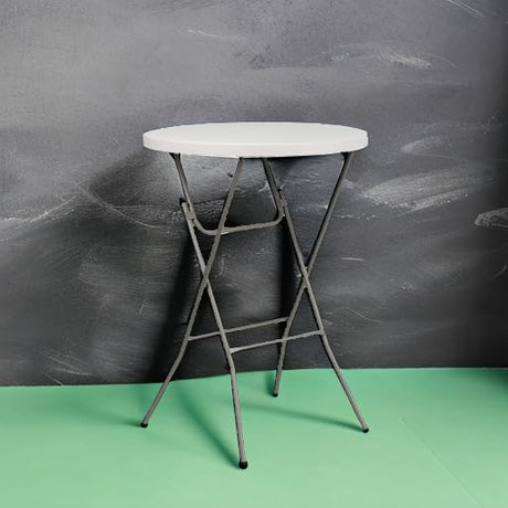 Flash Furniture Kathryn 2.63' Round Folding Bar Height Table for Parties and Commercial Events, Indoor/Outdoor Plastic Bar Height Folding Table, White Flash Furniture