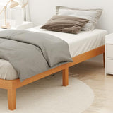DUMOS Solid Wood Bed Frame, Twin Size Bed Base with Wood Slat Support, Sturdy, Stylish & Noise-Free Design, No Box Spring Needed, Easy Assembly, 12 in Natural Pine DUMOS
