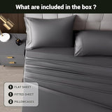 Shilucheng Queen Sheet Sets, Blend Rayon Derived from Bamboo, Breathable & Cooling Bed Sheets 4 Piece, Deep Pocket Up to 16", Hotel Silky Bedding for Hot Sleepers, Dark Grey
