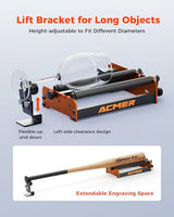 ACMER M2 Laser Rotary Roller, Laser Engraver Y-axis Rotary 360° Roller with 4-138mm Engraving Space for Engraving Cylindrical Objects, Ring, Suitable for ACMER P1, P2 and Most Laser Engraver ACMER