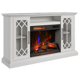 duraflame® Electric Fireplace Farmhouse Media Console for 65 Inch TVs with Glass Doors, Bright White Duraflame