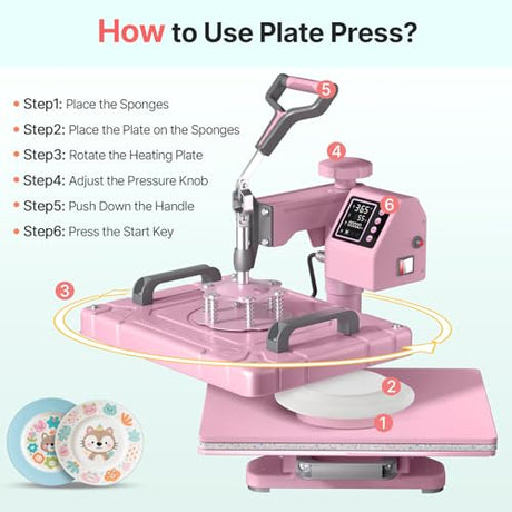 Slendor 5-in-1 Heat Press Machine, 12x15 Inch Sublimation Heat Press with 360° Swing Away, Digital T-Shirt Press with 20oz & 30oz Tumbler Press, Combo for T-Shirts, Hats, Caps & Plates Slendor