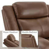Watson & Whitely Genuine Leather Power Recliner Chairs for Adults, Wall Hugger RV Recliner with Power Headrest & Charging Ports, Electric Recliner Sofa Chair for Living Room, Cafe