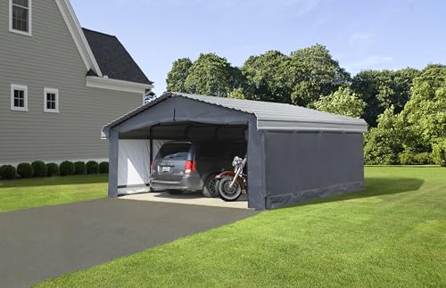 Arrow Carports Enclosure Kit for Galvanized Steel Carport, Fabric Carport Wall Panels, 20' x 20' x 7' Arrow