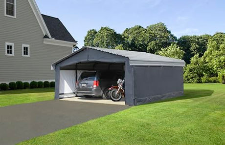 Arrow Carports Enclosure Kit for Galvanized Steel Carport, Fabric Carport Wall Panels, 20' x 20' x 7' Arrow