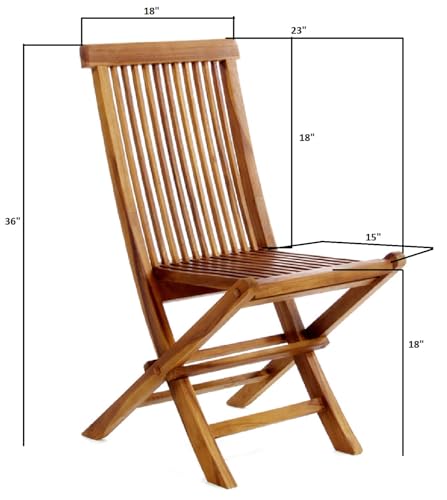 All Things Cedar TF22-2 Teak Folding Chair Set | Outdoor Patio Wooden Foldable Chairs | Fully Assembled, Java Finish, Solid Brass Fittings | Portable Outdoor Chairs 18x23x36 - WoodArtSupply