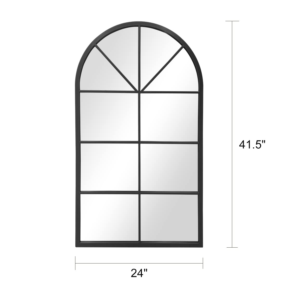 OGCAU Arched Wall Mounted Mirror, 24"x42" Farmhouse Window Mirror with Iron Frame, Wall Decor for Bedroom, Entryway, Living Room (Black) OGCAU