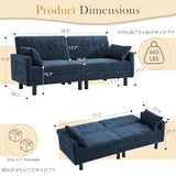 Futon Sofa Bed,Convertible Loveseat Sleeper Sofa Bed Modern Loveseat Futon Couch with Storage/Adjustable Backrest/2 Pillows,Small Blue Couches for Living Room Furniture (Blue, 2-Seater) Generic