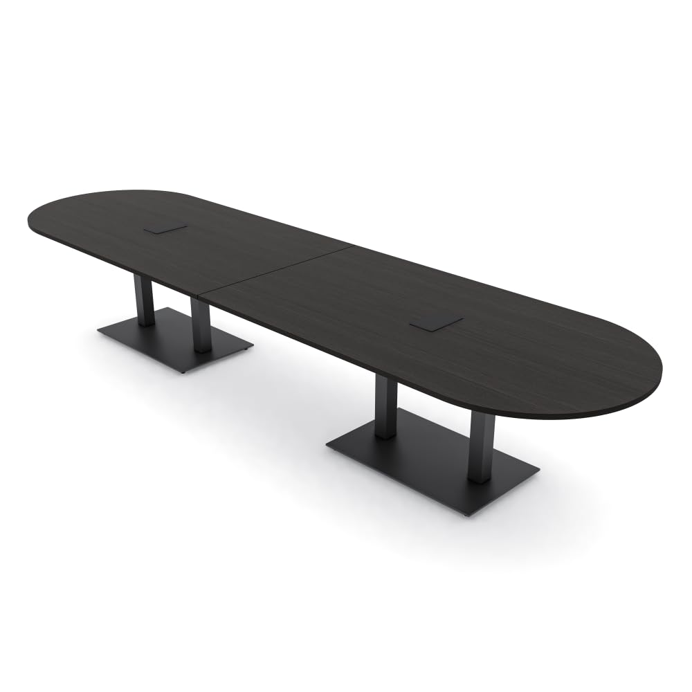 SKUTCHI DESIGNS INC. 14 Person Large Conference Table with Power and Data | 14 Ft Modular Racetrack Table | Harmony Series | Black Cypress SKUTCHI DESIGNS INC.