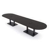SKUTCHI DESIGNS INC. 14 Person Large Conference Table with Power and Data | 14 Ft Modular Racetrack Table | Harmony Series | Black Cypress SKUTCHI DESIGNS INC.