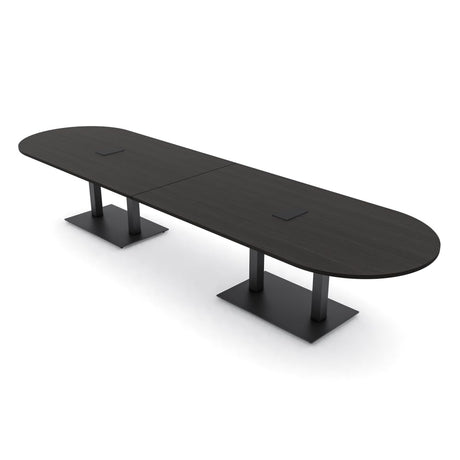 SKUTCHI DESIGNS INC. 14 Person Large Conference Table with Power and Data | 14 Ft Modular Racetrack Table | Harmony Series | Black Cypress SKUTCHI DESIGNS INC.