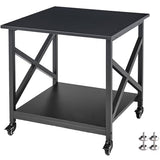Fannova 2 Tier Large Printer Stand, 23.6 x 23.6 x 22.6 Inches Square Printer Table with Storage Shelf, Rolling Printer Cart with Industrial Wheels for Home Office, Mini Fridge Stand Table - Black