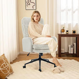 IWMH High-Back Home Office Chair,Upholstered Desk Chair with Armrests,Height Adjustable Armchair with Wheels, Swivel Office Desk Chair, Ergonomic Computer Task Chair, Leisure Armchair Cashmere(White) IWMH