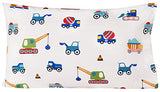 J-pinno Build Construction Engineering Vehicle Cars Trucks Crane Digger Cartoon 100% Cotton Twin 3 Pieces Sheet Set Decoration Kids Boys Children Flat Sheet + Fitted Sheet + Pillowcase Bedding Set J-pinno