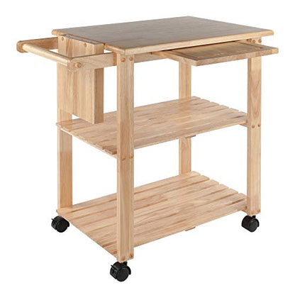 Winsome Wood Kitchen Cart With Cutting Board, Knife Block and Shelves, Beech - WoodArtSupply