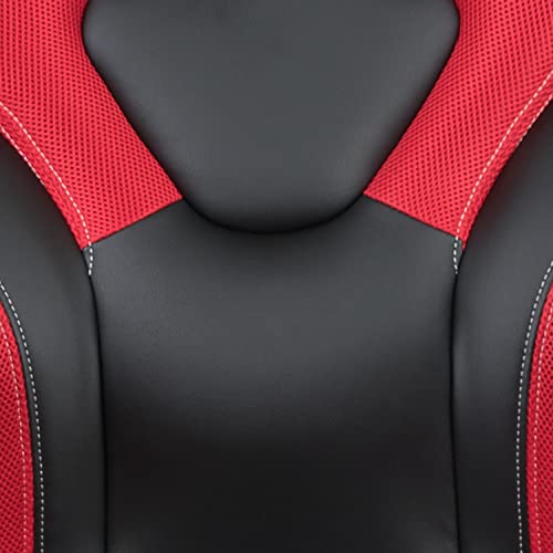 Flash Furniture X10 High-Back LeatherSoft Racing Style Gaming Chair with Flip-Up Arms, Ergonomic Padded Swivel Computer Chair, Red/Black Flash Furniture