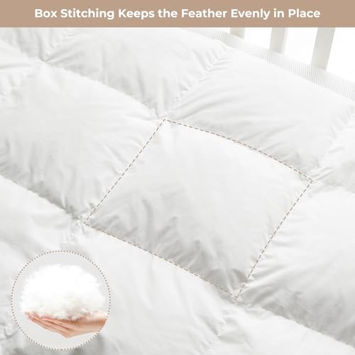 ROSE FEATHER Toddler/Travel/Crib Goose Down Comforter Duvet/Blanket Multifunctional,100% Organic Cotton & Washable Unisex Kids,All Season,White 47x60 ROSE FEATHER