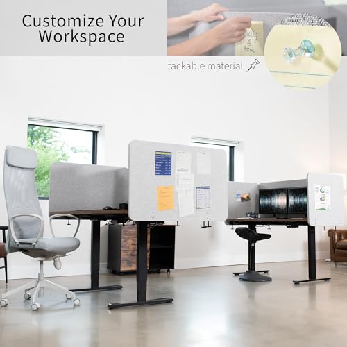 VIVO Clamp-on/Screw-on 71 x 24 inch Privacy Panel System, Sound Absorbing Cubicle Desk Divider, Acoustic Partition, 2 Panels, Gray, PP-2-V072G VIVO