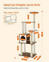 Feandrea WoodyWonders Cat Tree, 65-Inch Modern Cat Tower for Indoor Cats, Multi-Level Cat Condo with 5 Scratching Posts, Perch, Washable Removable Cushions, Cat Furniture, Rustic Brown UPCT166X01 Feandrea