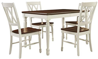 Crosley Furniture Shelby Dining Set with Table and Extension Leaf, 5-Piece (4 Chairs), Distressed White - WoodArtSupply