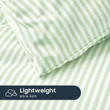 Wake In Cloud - Striped Comforter Set, Ticking Stripe Vertical Pinstripe Neutral Farmhouse Pattern Printed, Soft Lightweight Bedding, 3 Pieces, Sage Green, Twin/Twin XL Size Wake In Cloud