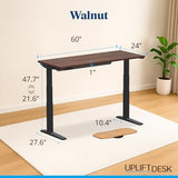 UPLIFTDESK V3 2-Leg Walnut Laminate Wood Standing Desk – Adjustable Height, Advanced 1-Touch Memory Keypad, Under Desk Cable Management, Wire Grommets & Rocker Board (Black C-Frame, 60 x 30 inch) UPLIFTDESK