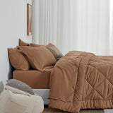 Love's cabin Full Comforter Set Mocha Mousse, 7 Pieces Full Bed in a Bag, All Season Bedding Sets with 1 Comforter, 1 Flat Sheet, 1 Fitted Sheet, 2 Pillowcase and 2 Pillow Sham Love's cabin