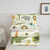 Feelyou Nursery Cute Wild Animals Bedding Set for Girls Boys Child Kids Cartoon Lion Giraffe Crocodile Comforter Decor Nature Wildlife Comforter Set Zoo Animal Theme Duvet Set Twin Size Quilt Set Feelyou