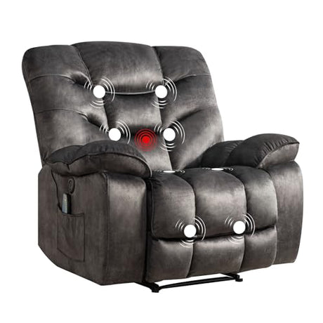 HAOMARKETS Oversized Power Recliner Chair with Massage and Heat, 41" Wide Electric Reclining Chairs with USB Port, Breathable Fabric Overstuffed Reclining Sofa for Living Room Bedroom HAOMARKETS