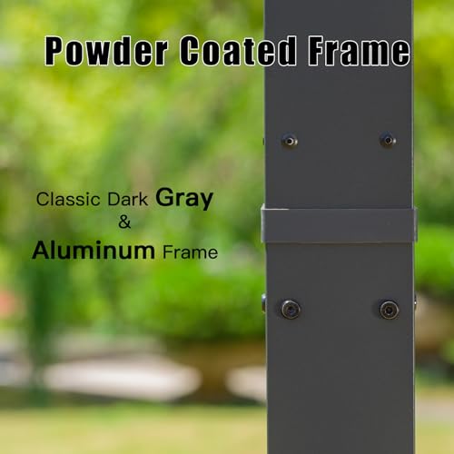 Domi Outdoor Living 9’ x 13’ Outdoor Retractable Pergola Against The Wall with Weather-Resistant Canopy Aluminum Garden Pergola Patio Grill Gazebo for Courtyard domi outdoor living