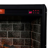 Modern Ember Uptown 28" Smart Electric Fireplace Insert, Alexa/WiFi Enabled - Includes Remote, 1,000 Sq Ft Electric Heater with Realistic Ember Bed & Log Set, Brick Background Modern Ember