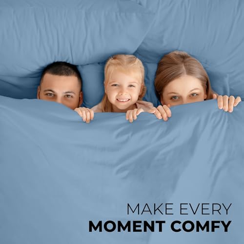 ROYALE LINENS 4 Piece Full Sheets Set - Soft Brushed 1800 Microfiber Bedding - 1 Fitted and 1 Flat Sheet, 2 Pillow Cases - Wrinkle Free & Fade Resistant - Hotel Luxury Bed Sheets (Lake Blue, Full) ROYALE LINENS