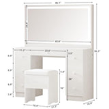 IRONCK Vanity Desk with LED Lighted Mirror & Power Outlet, 7 Drawers Makeup Vanities Table with Stool, for Bedroom, White IRONCK