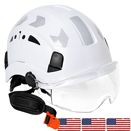 Hard Hats Construction OSHA Approved - ANSI Z89.1 Reflective Construction Worker Hat, Vented White Hard Hat with Visor for Men Women, ABS Safety Helmet for Adults,6-pt.Suspension Aolamegs