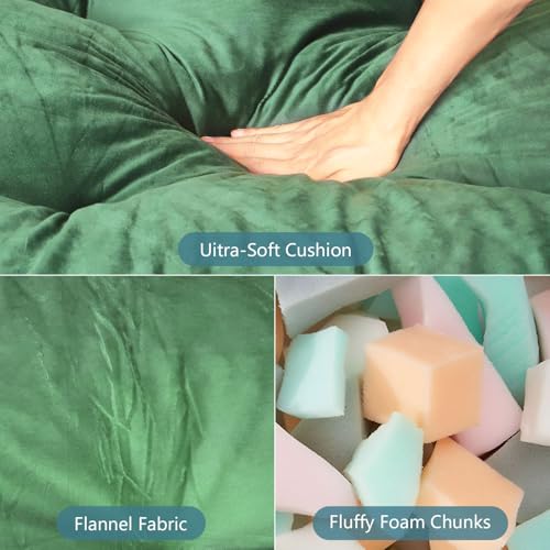 SANXUO Futon Mattres Full Size 6",Flannel Floor Foldable for Adults,Floor Futon Mattress,High Density Shredded Foam Filling Mattress for Bedroom,Living (Frame Not Included), 54 x 80, (Green) SANXUO