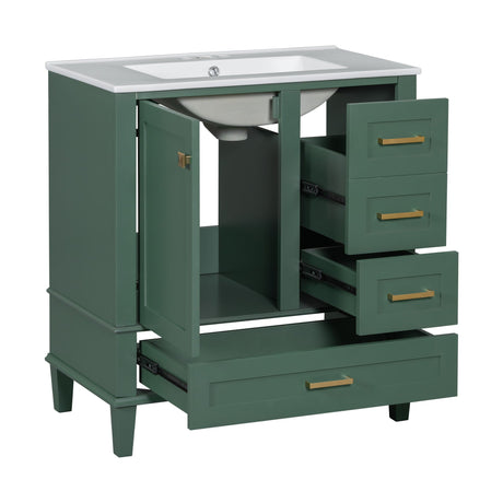 Bathroom Vanity, Modern Bathroom Cabinet With Sink Combo Set, Bathroom Storage Cabinet With A Soft Closing Door And 3 Drawers, Solid Wood Frame HouseOfZazla