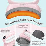 HTVRONT Hat Press Machine - Hat Press Heat Machine for Caps/Hats/Pillows Intuitive Display Screen- Flexible Temperature & Countdown Setting- Fast & Even Heat Portable Pink Heat Press HTVRONT