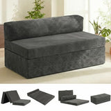 NLDD 5-in-1 Convertible Sofa Bed, Boneless Loveseat Sleeper, Tri-fold Futon Sofa Bed with Removable Cushions & Washable Cover, Pull Out Couch with Handle, for Small Spaces, Queen Size, Grey NLDD