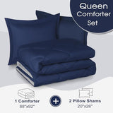 Basic Beyond Queen Comforter Set - Navy Blue Comforter Set Queen Size, Reversible Bed Comforter Queen Set for All Seasons, Navy/Grey, 1 Comforter (88"x92") and 2 Pillow Shams (20"x26"+2") Basic Beyond