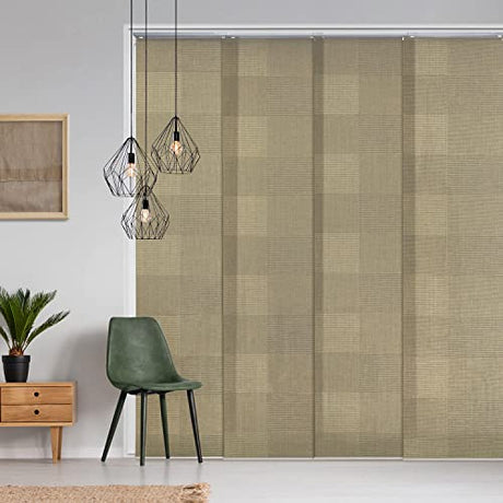 GoDear Design Deluxe Adjustable Sliding Panel Track Blind 45.8"- 86" W x Up to 96" H, Extendable Blind for Sliding Glass Door, Vertical Blind for Patio Door, Room Divider, Light Filtering, Bitterly GoDear Design