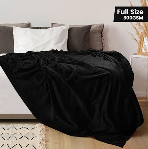 Utopia Bedding Fleece Blanket Full Size Black 300GSM Luxury Fuzzy Soft Anti-Static Microfiber Bed Blanket (90x84 Inch) Utopia Bedding