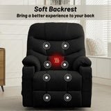 Korser Power Recliner Chair with Massage and Heating, Electric Recliner Chair for Elderly and Adults, Power Lift Recliner with Remote Control and Cup Holders for Living Room, Linen Fabric, Black
