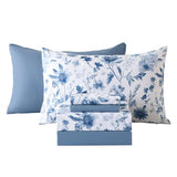 Botanical 6-Piece Full Size Sheets Set, Boho Floral Print Brushed Microfiber Sheets, Cooling Bed Sheet Set, Ultra Soft & Breathable, 16' Deep Pocket Fitted Sheet & Pillowcase Set, Grey Blue Floral Swiftify