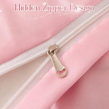 Heywaller 5-Piece Pinch Pleat Duvet Cover Set, Pintuck Duvet Cover Full Size with Zipper, Light Pink Satin Duvet Cover Shabby Chic Bedding (2 Pillow Shams + 2 Pillowcases), No Comforter Heywaller