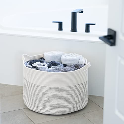 Little Hippo Baskets XXXL Large Cotton Rope 22"x22"x14" Storage Woven Blanket Living Room Toy Basket for Organizing, Baby Gift, Kids Organizer Little Hippo