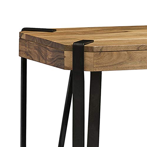 Alaterre Furniture Natural Ryegate Solid Wood with Metal Media Console Table - WoodArtSupply